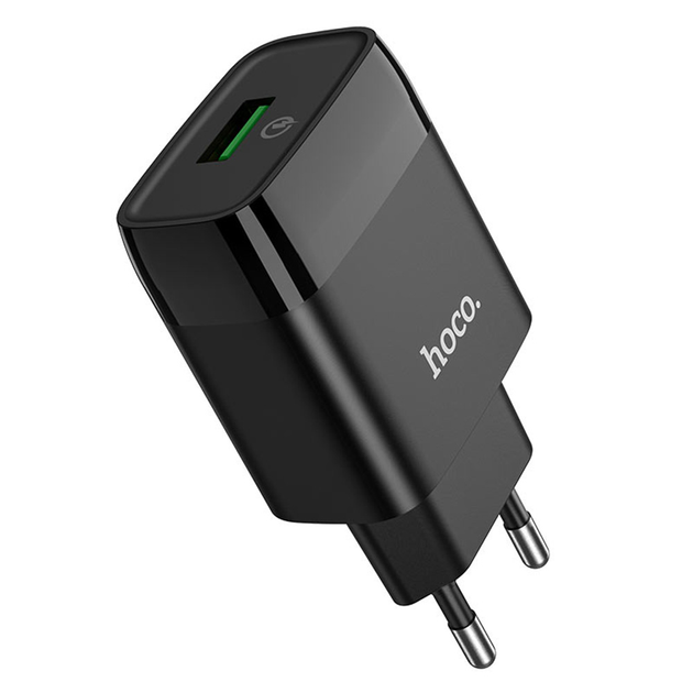 Мережевий зарядний пристрій Hoco C72Q USB 2A QC3.0 18W без кабеля black - зображення 1