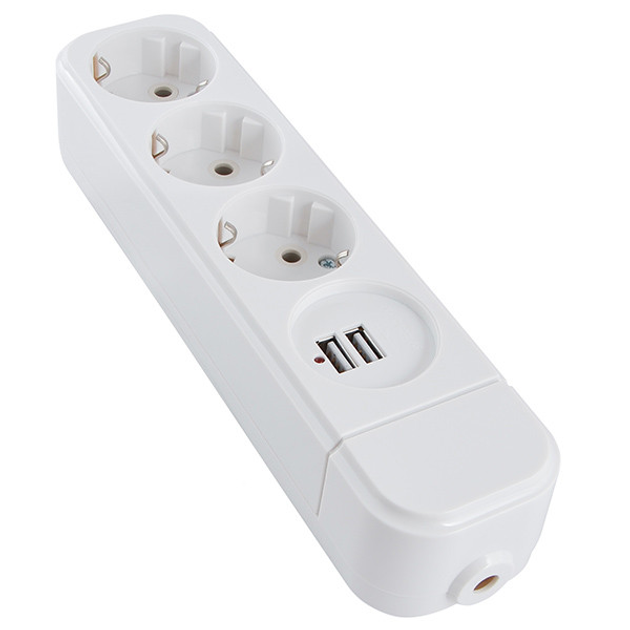 Колодка АСКО-УКРЕМ КП-З-USB-10 без кабеля 3 розетки+USB (КП-З-USB-10 ...