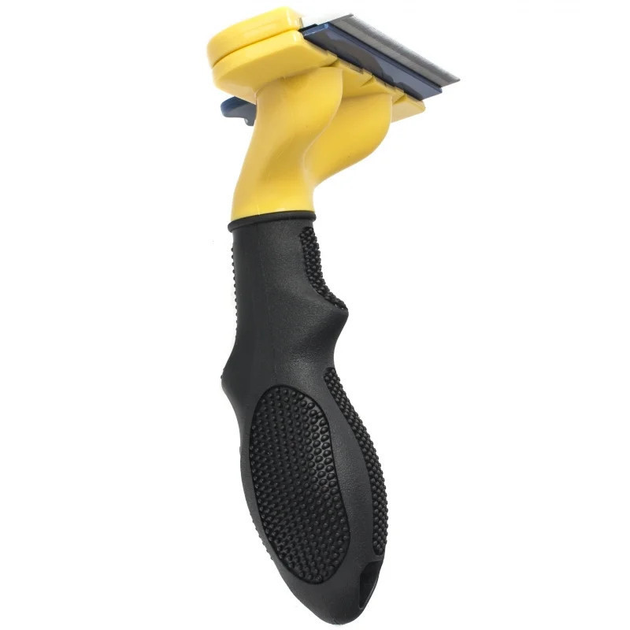 Фурмінатор з кнопкою для чищення вовни кішок та собак Жовтий FURminator 10 см. для видалення підшерстка - зображення 2