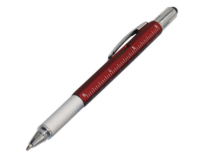 Кулькова ручка Genkky З викруткою, стилусом, лінійкою і рівнем Червоний (1004-446-07) - зображення 1