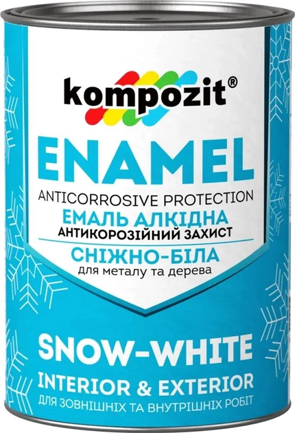 Эмаль алкидная Kompozit 2.8 кг Снежно-белый глянцевый (4823044500611) - изображение 1