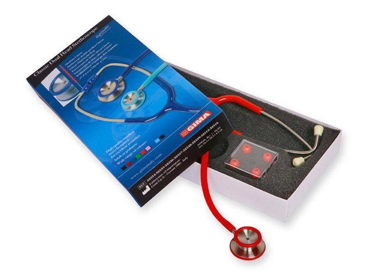 Стетоскоп терапевтический Gima двухсторонний для прослушивания тонов сердца и легких Красный (mpm_7760) - изображение 2