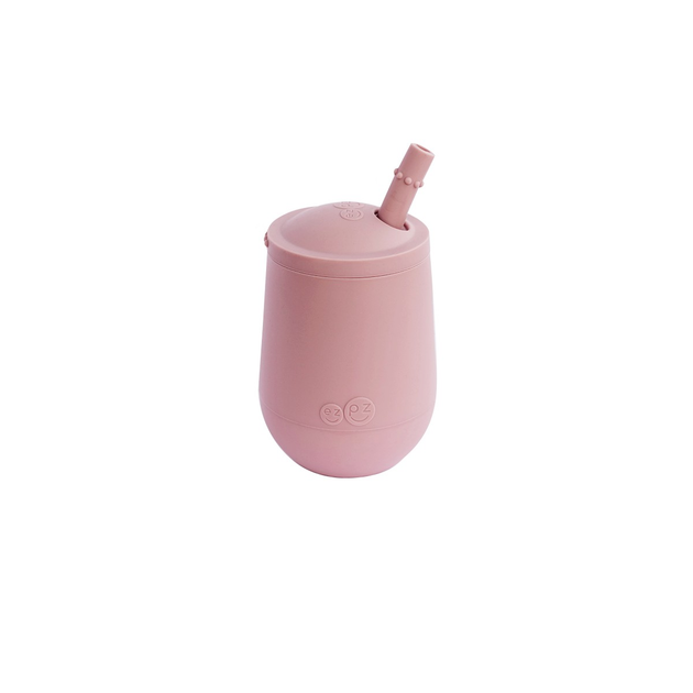 Чашка в наборі з кришкою і соломинкою EZPZ Mini Cup SET Рожева - зображення 1
