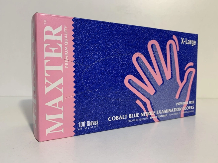 Перчатки нитриловые одноразовые нестерильные без пудры Maxter размер XL 100 шт - 50 пар cиние - изображение 1