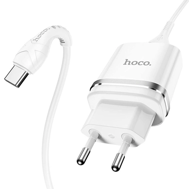Сетевое зарядное устройство Hoco N1 USB 2.4A Type-C 1m White - изображение 2