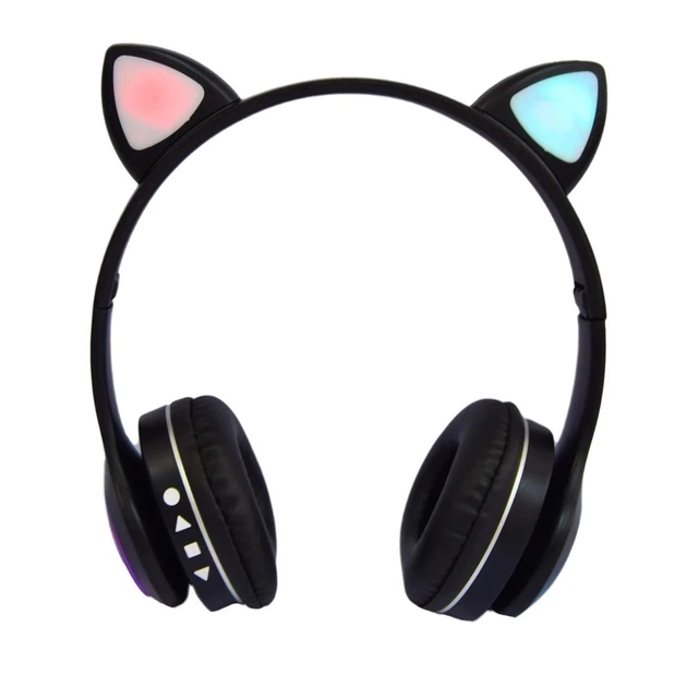 Дитячі навушники з вушками Cat ear headphones VZV23M, Чорні бездротові