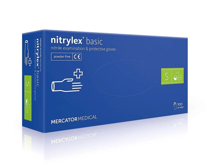 Перчатки нитриловые Nitrylex® Basic нестерильные неопудренные S (6736066) - изображение 1