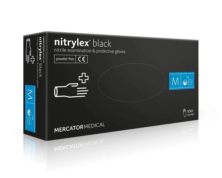 Перчатки нитриловые Nitrylex® Black нестерильные неопудренные черные M (6736082) - изображение 1