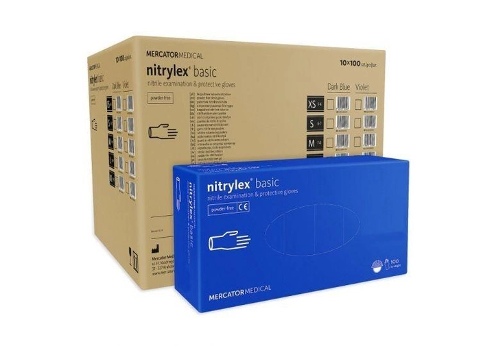 Рукавички нітрилові Nitrylex® Basic нестерильні неприпудрені M 10 уп по 100 шт/50 пар/уп (6736071) - зображення 1