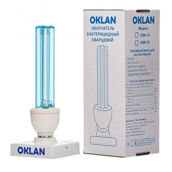 Кварцова-бактерицидна БЕЗОЗОНОВАЯ лампа OKLAN OBK-25 - зображення 1
