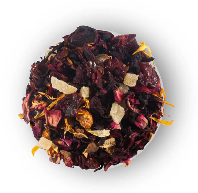 Бленд чая цветочного с кусочками фруктов, ягодами, лепестками цветов, специями и ароматом вишни Lovare Королевский десерт 80 г (4820097814610) - изображение 2