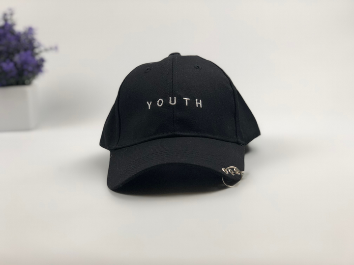 Кепка Бейсболка Чоловіча Жіноча City-A з написом Youth з кільцями Чорна