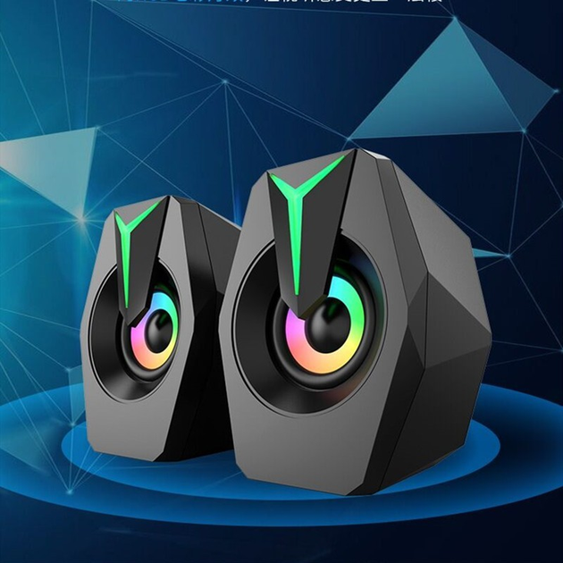 Колонки для комп'ютера F&T К8 USB 2.0 для ноутбука комп'ютерна акустика з підсвічуванням Чорні - зображення 1