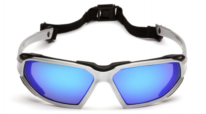 Балістичні окуляри із ущільнювачем Pyramex модель HIGHLANDER SILVER Ice Blue Mirror - зображення 2