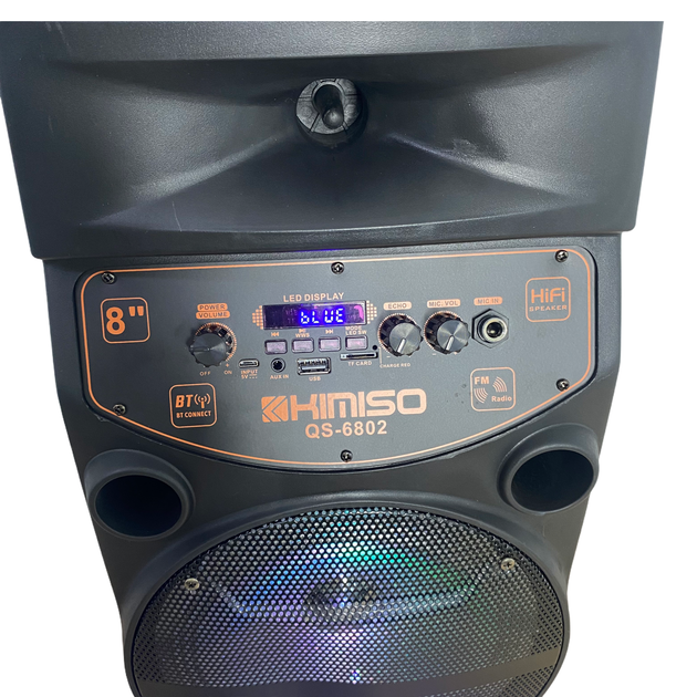 Колонка 2000W з мікрофоном для караоке з Bluetooth і підсвічуванням KIMISO QS-6802 - Фото 9 Колонка 2000W з мікрофоном для караоке з Bluetooth і підсвічуванням KIMISO QS-6802 - зображення 9