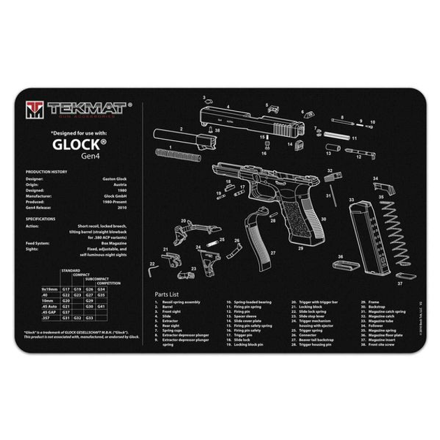 Коврик TekMat для чистки оружия Glock Gen4 2000000040646 - изображение 1