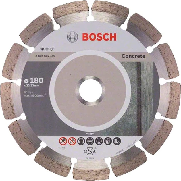 Алмазный круг Bosch Standard for Concrete, 180х22,23х2 мм (2608602199) - Фото 1 Алмазный круг Bosch Standard for Concrete, 180х22,23х2 мм (2608602199) - изображение 1