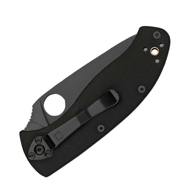 Ніж складний Spyderco Tenacious Black Blade, напівсерейтор (C122GBBKPS) - изображение 1