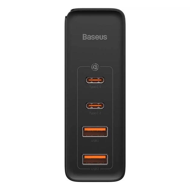 Блок питания Baseus 100W GaN2 Pro Quick Charger |2xUSB/2xType-C, QC/PD, 5A| + кабель USB-C 100W для MacBook/Huawei/Samsung/Asus/Google/Lenovo black - изображение 5