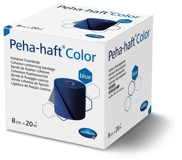 Бинт когезивный фиксирующий Peha-haft Color синий 8 см x 20 м 1шт - изображение 1