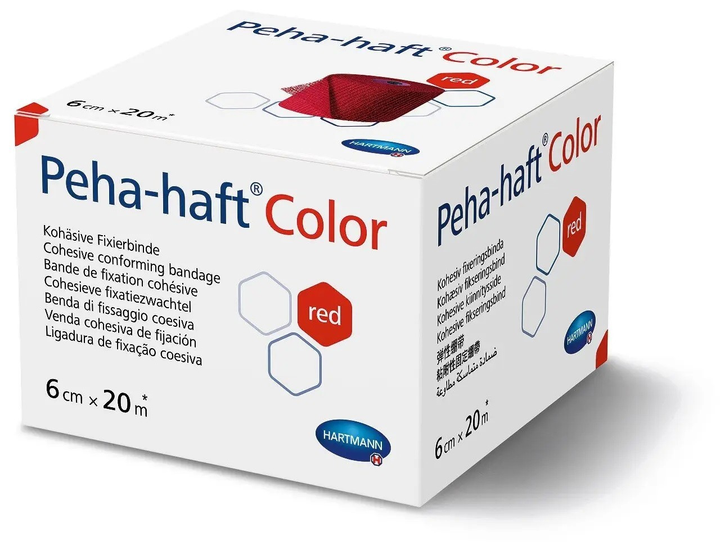 Бинт когезивный фиксирующий Peha-haft Color красный 6 см x 20 м 1шт - изображение 1