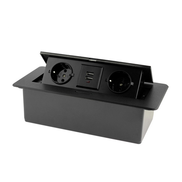 Выдвижной розеточный блок на 2 две розетки и 2 USB Atlantic ...