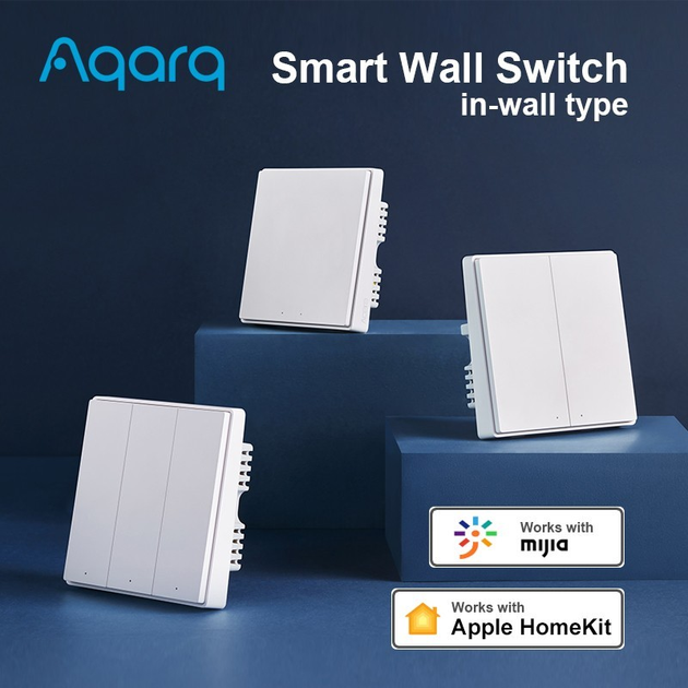 Вимикач 2клавіші Aqara D1 Zigbee Wall Switch Apple HomeKit (без