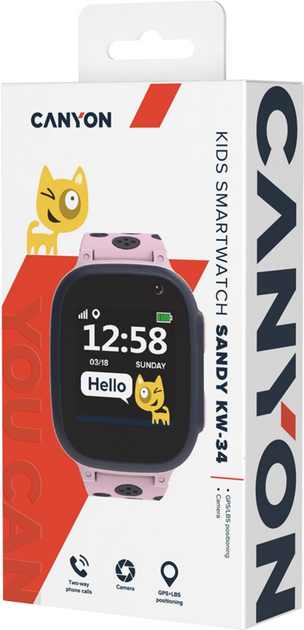 Детские смарт-часы Canyon Sandy KW-34 Gray/Pink (CNE-KW34PP) - изображение 6