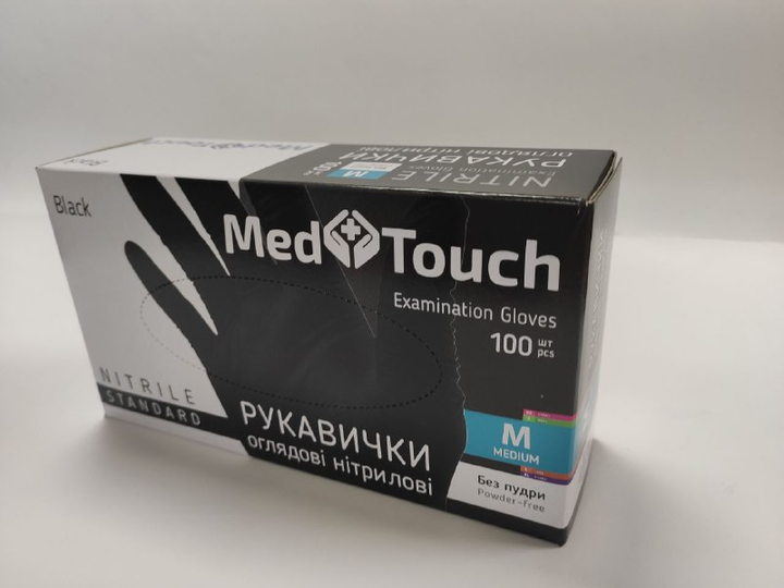 Перчатки нитриловые размер M,черный/ 100 шт Med Touch (Med Touch Black) - изображение 1