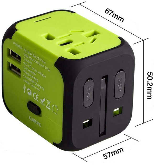 Универсальный адаптер для путешествий 2 USB Travel Adapter ORIGINAL ...