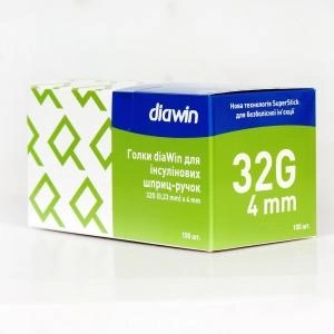 Голки інсулінові для шприц ручок Диавин 4 мм (DiaWin 4 mm 32G) - зображення 1
