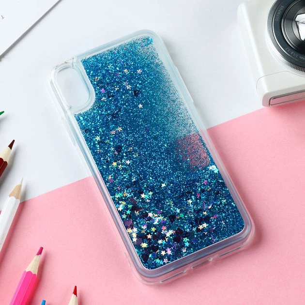Чохол Glitter для Xiaomi Redmi 7A Бампер Рідкий блиск Акваріум Синій Без бренду - Фото 2 Чохол Glitter для Xiaomi Redmi 7A Бампер Рідкий блиск Акваріум Синій Без бренду - зображення 2