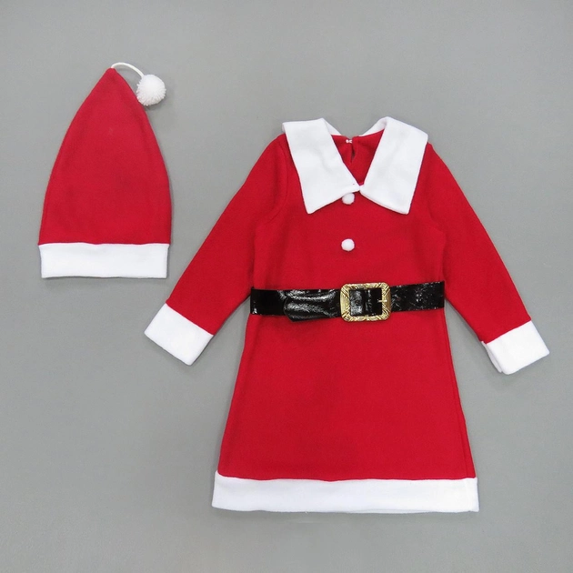 Новогоднее платье с шапочкой Hisar Bebe для девочки 98-104 см Красное 15395 