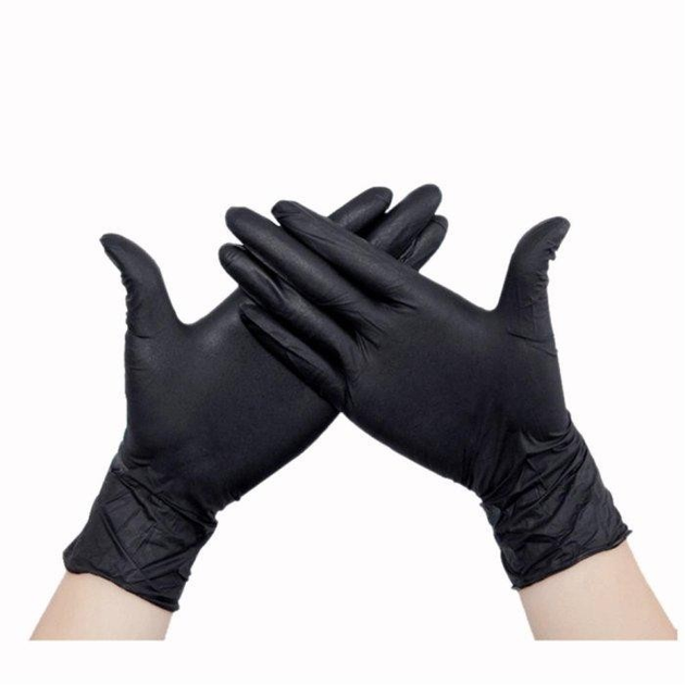 Черные нитриловые перчатки нестерильные неопудренные для мастеров 100 шт/уп. размер L - изображение 2