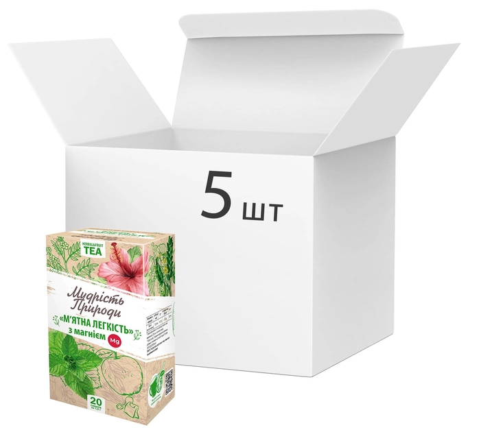 Акция на Упаковка чаю Мудрість природи М'ятна легкість фруктово-трав'яний 20 пакетиків х 5 шт. от Rozetka