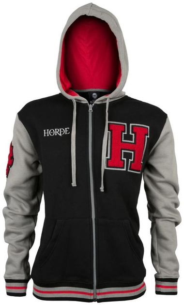 Толстовка JINX World of Warcraft Hoodie - Horde Varsity Black/Cool Grey/Red, S 