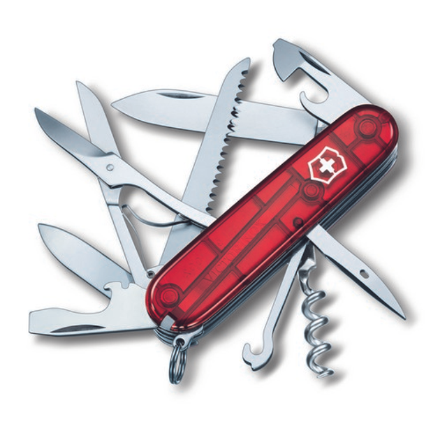 Складной нож Victorinox HUNTSMAN 91мм/15функ/крас.прозр /штоп/ножн/пила/крюк Vx13713.T - изображение 1