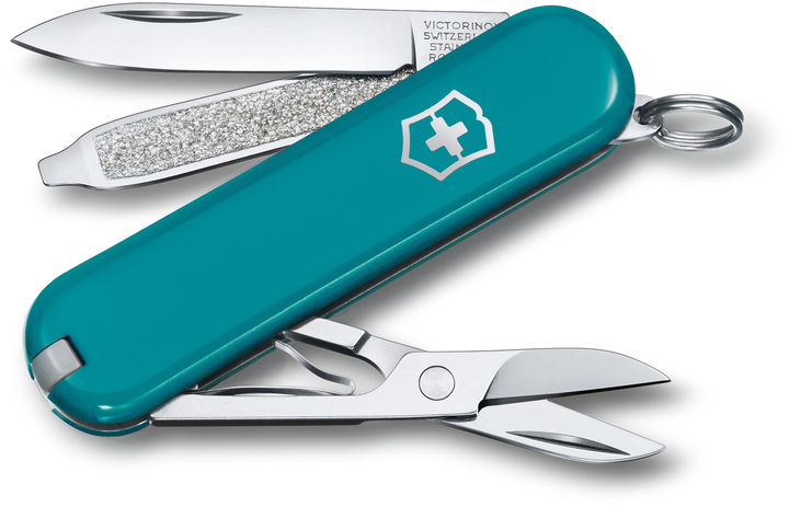 Складной нож Victorinox CLASSIC SD Colors Mountain Lake 58мм/1сл/7функ/голуб /ножн Vx06223.23G - зображення 1