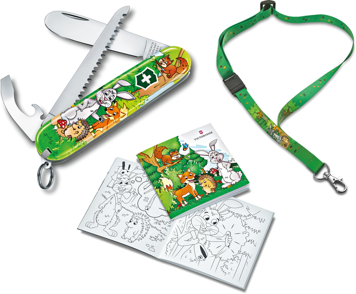 Складной нож Victorinox MY FIRST Children Set Rabbit 84мм/2сл/9функ/кролик /пила + шнур.на шею + книжка-раскраска Vx02373.E2 - изображение 1