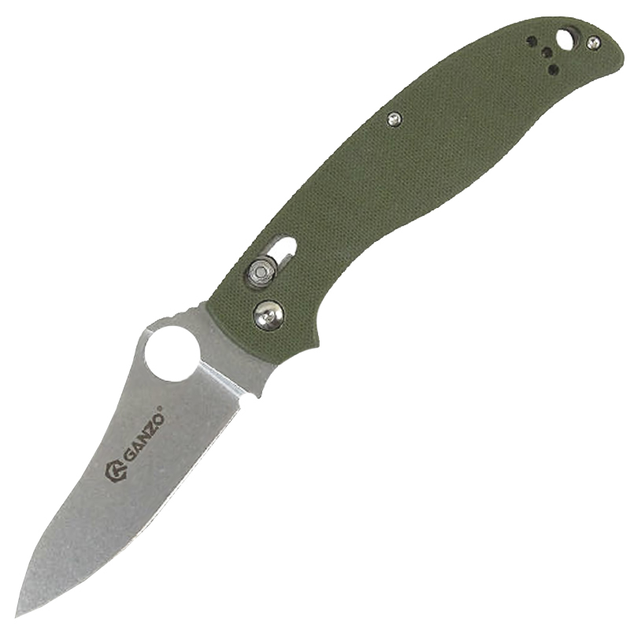 Нож складной Ganzo G733 (длина: 215мм, лезвие: 91мм, сатин), зеленый - изображение 1