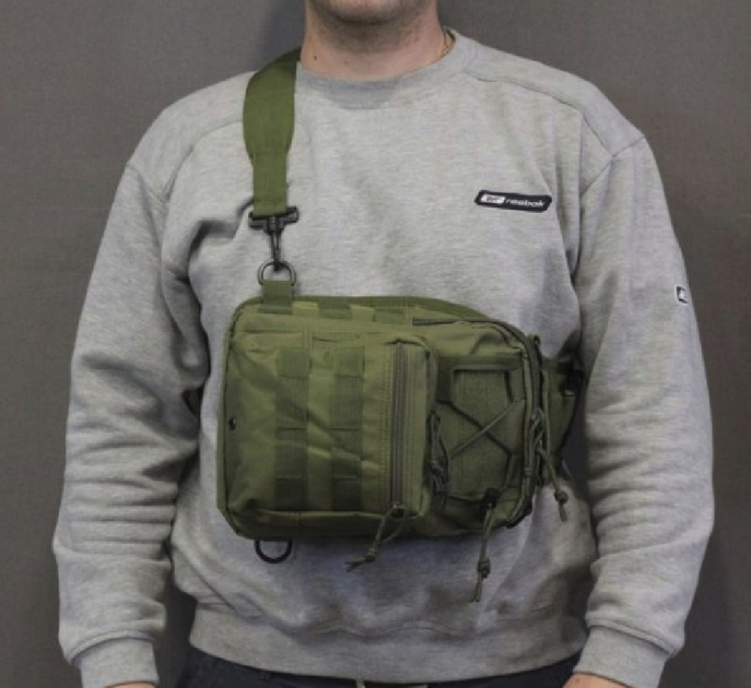 Тактический Рюкзак Сумка Molle M-02 Green на 10 литров через плечо - изображение 2