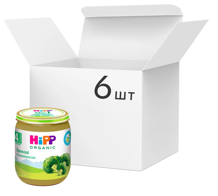 Упаковка овочевого пюре HiPP органічного Брокколі з 4 місяців 125 г х 6 шт (9062300431138) - зображення 1