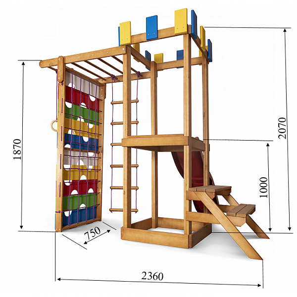 Детский спортивный игровой комплекс Baby Sport SB Babyland №14 Натуральное дерево 230х75х210 см (Babyland-14) - изображение 5