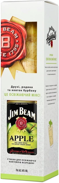Ликер Jim Beam Apple 0.7 л 32.5% + стакан Хайболл (5060045592767