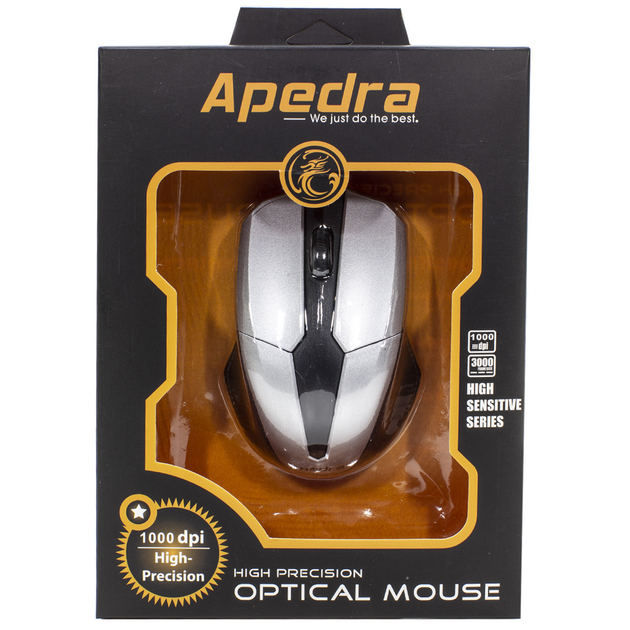 Компьютерная мышь Apedra M3 Silver 1000 dpi USB для Пк и ноутбуков проводная (SKU_3234-9339) - изображение 8