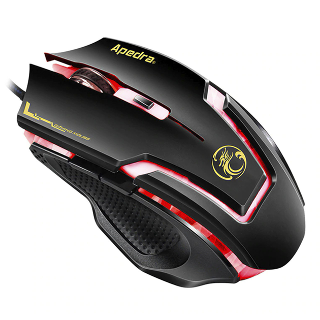 Мышь игровая Apedra A9 USB Black 6 кнопок компьютерная с подсветкой dpi 3200 проводная (SKU_3229-9335) - изображение 3