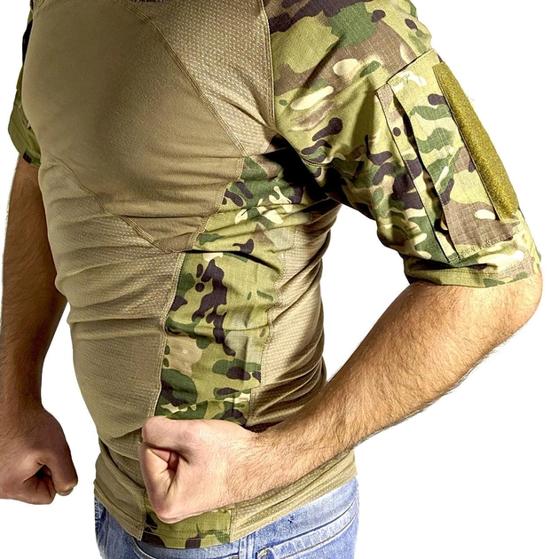 Тактическая футболка с коротким рукавом Lesko A424 Camouflage XL потоотводящая армейская камуфляжная (SKU_4253-12427) - изображение 2
