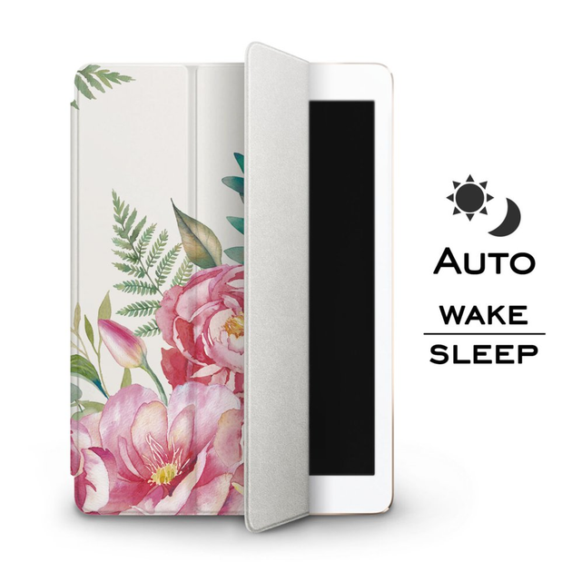 Чехол книжка, обложка для Apple iPad эпл айпад (Розовый букет) Air эир ...