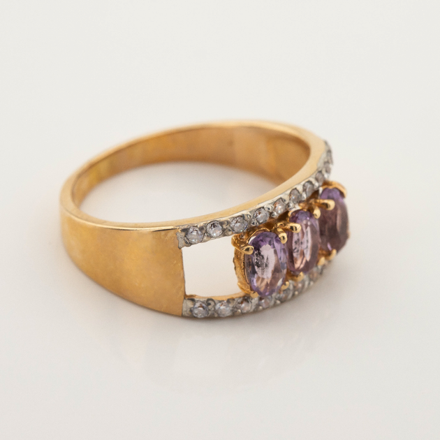 Золотое кольцо с аметистами и фианитами 11978am Диамант, 19 размер от ...