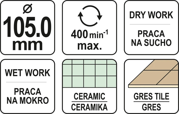 Wiertło koronowe diamentowe do gresu i ceramiki YATO 105 mm (YT-60435) - obraz 4